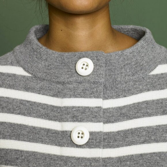 J.Crew KD6774 grey white stripe merino wool sweater cardigan coat XS 0 - Picture 4 of 16